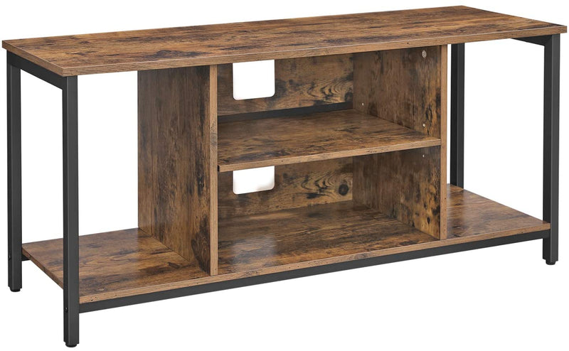 TV Console Unit with Open Storage Rustic Brown and Black Industrial Image 2 - v178-11666