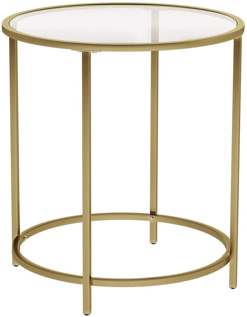 Gold Round Side Table with Golden Metal Frame Robust and Stable Image 1 - v178-11710