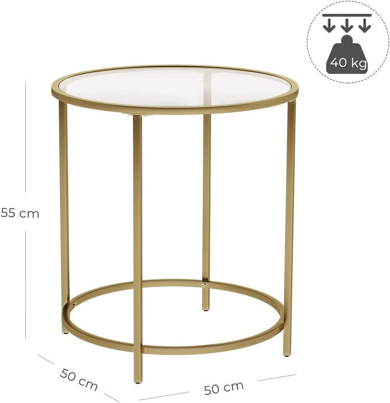 Gold Round Side Table with Golden Metal Frame Robust and Stable Image 6 - v178-11710