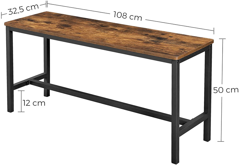 Set of 2 Table Benches Industrial Style Durable Metal Frame 108 x 32.5 x 50 cm Rustic Brown Image 2 - v178-11789