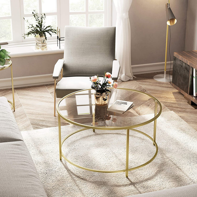Gold Glass Table with Golden Iron Frame Stable and Robust Tempered Glass Image 4 - v178-11833