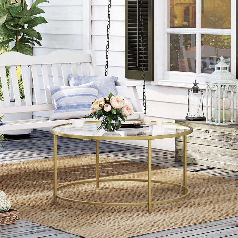 Gold Glass Table with Golden Iron Frame Stable and Robust Tempered Glass Image 5 - v178-11833