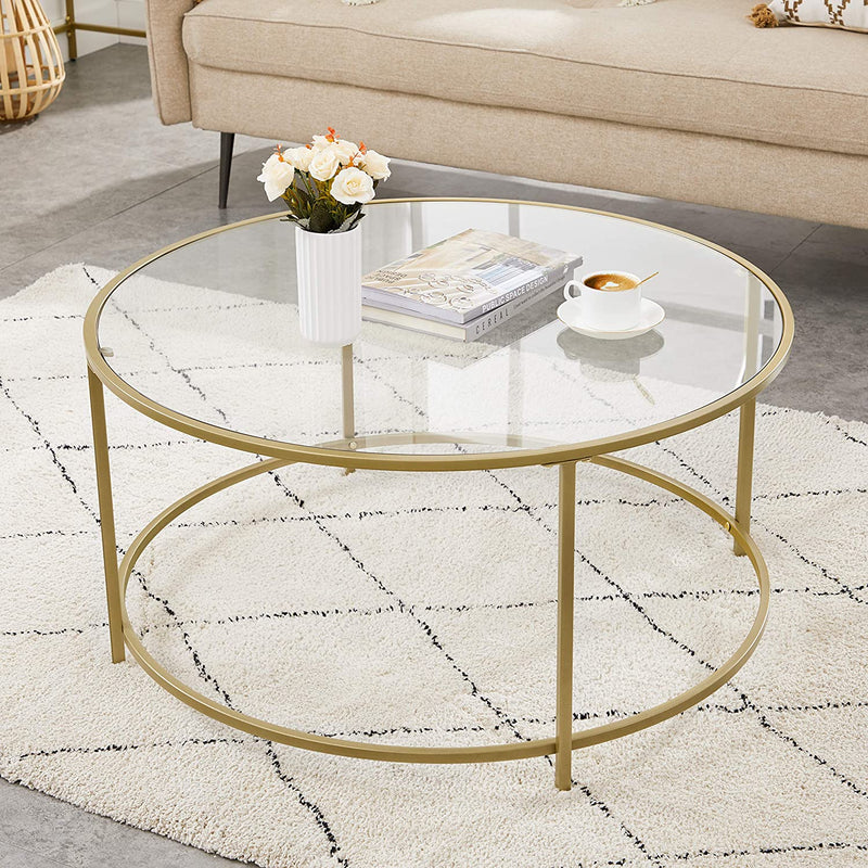 Gold Glass Table with Golden Iron Frame Stable and Robust Tempered Glass Image 6 - v178-11833