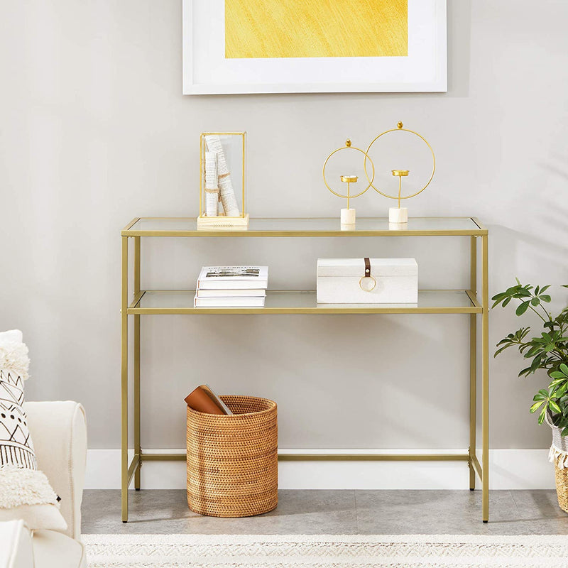 Console Table Metal Frame with 2 Shelves Adjustable Feet Image 3 - v178-11888
