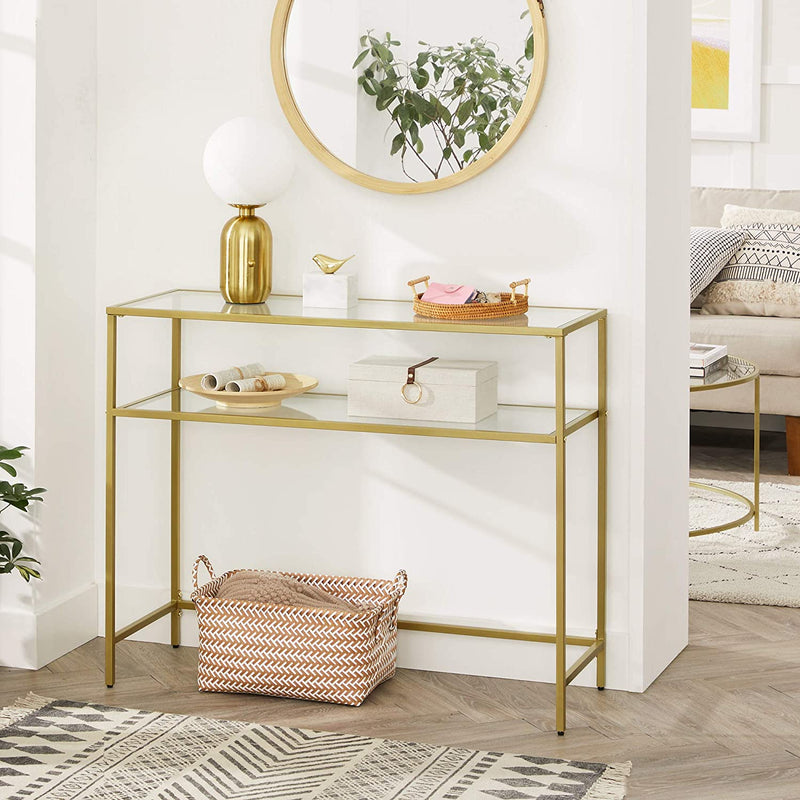 Console Table Metal Frame with 2 Shelves Adjustable Feet Image 5 - v178-11888