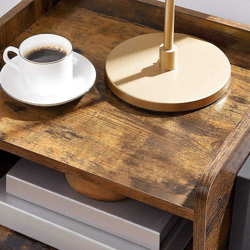 Vintage Nightstand Stackable End Table Wood Look Accent Furniture Metal Frame Image 6 - v178-11949