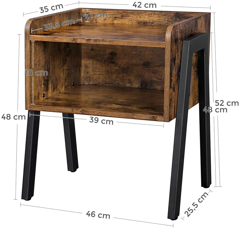 Vintage Nightstand Stackable End Table Wood Look Accent Furniture Metal Frame Image 7 - v178-11949