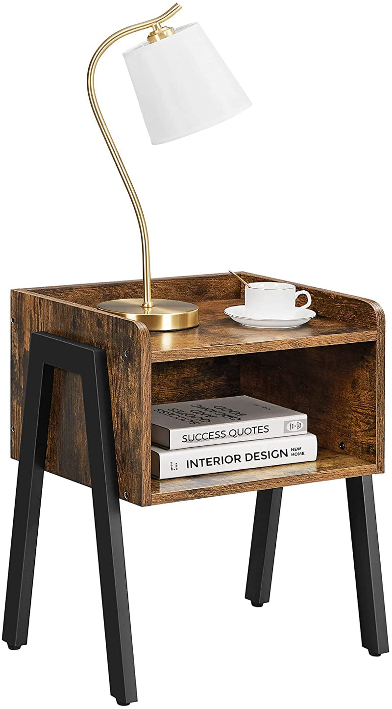 Vintage Nightstand Stackable End Table Wood Look Accent Furniture Metal Frame Image 9 - v178-11949
