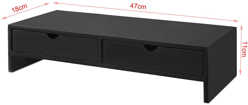 Black Monitor Stand Desk Organizer with 2 Drawers Image 4 - v178-84522