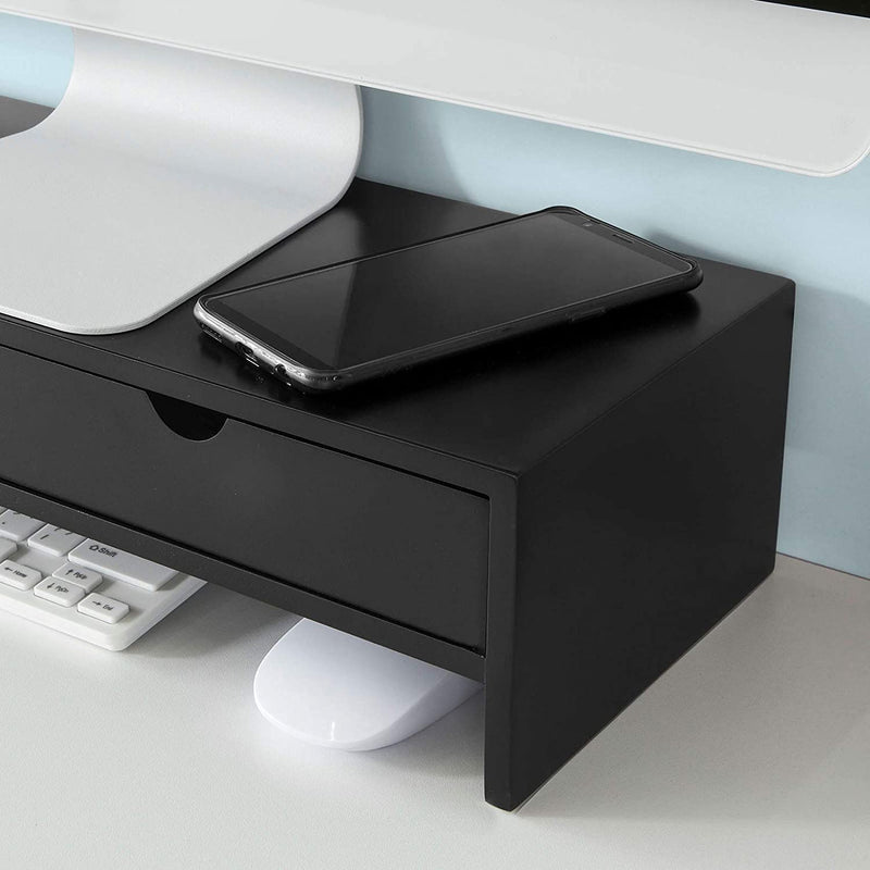 Black Monitor Stand Desk Organizer with 2 Drawers Image 6 - v178-84522