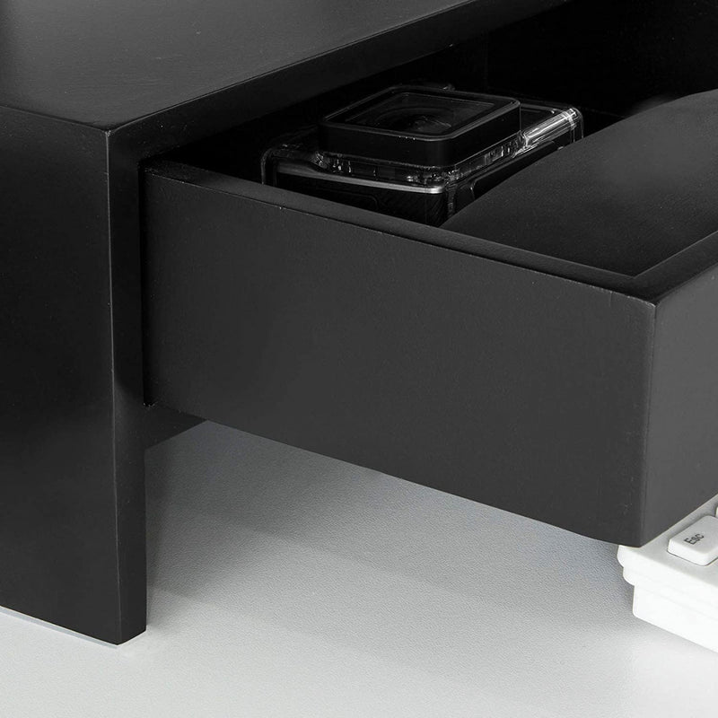 Black Monitor Stand Desk Organizer with 2 Drawers Image 8 - v178-84522