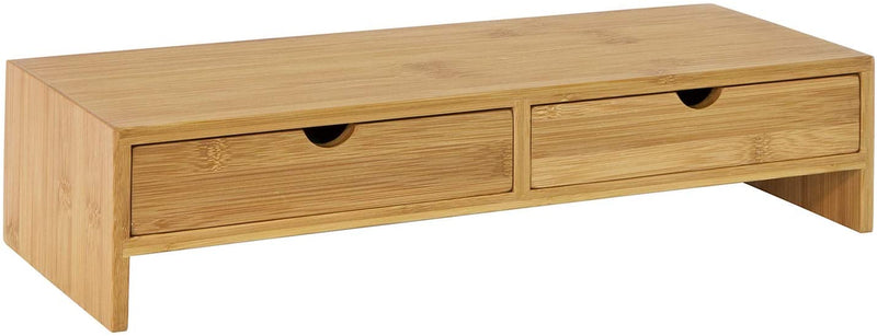 Bamboo Monitor Stand Desk Organizer with 2 Drawers Image 1 - v178-84546