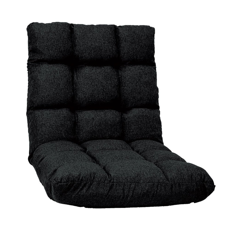 Sarantino Adjustable Floor Gaming Lounge Faux Linen Chair Sofa 100 X 50 X 12cm Black