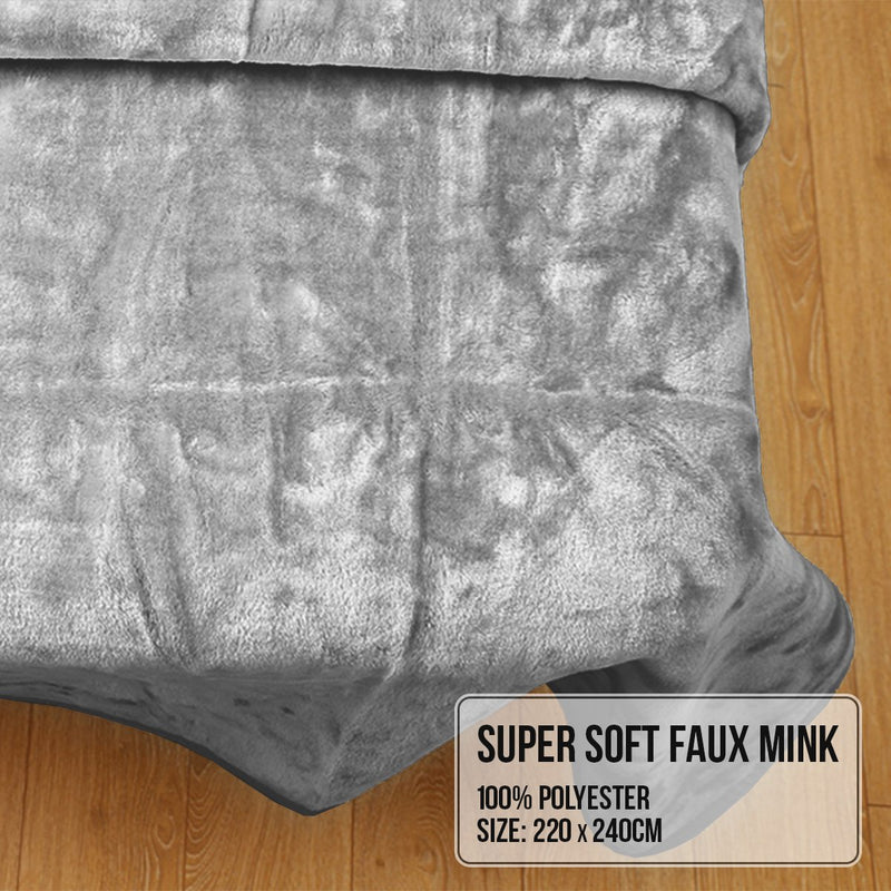 Laura Hill Mink Blanket Double Sided Queen Size Soft Plush Bed Faux Throw Rug 220 X 240cm