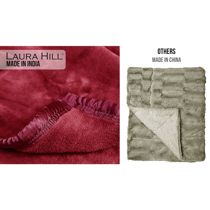 Laura Hill Double-sided Large 220 X 240cm Faux Mink Throw Rug Blanket 800-gsm Heavy - Red