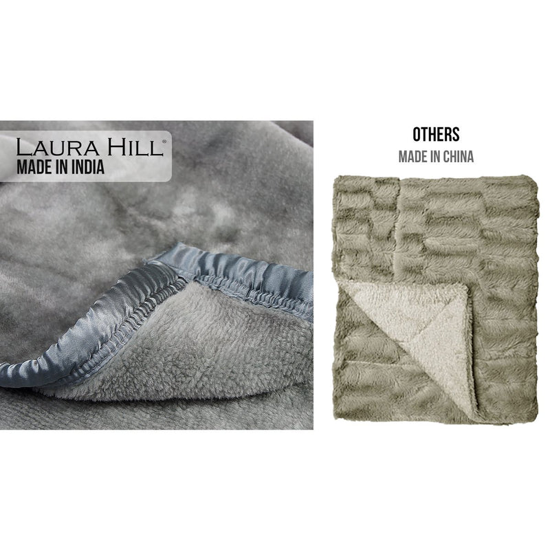 Laura Hill Double-sided Large 220 X 240cm Faux Mink Throw Rug Blanket 800-gsm Heavy - Silver
