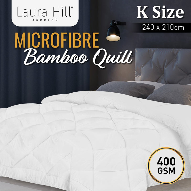 Laura Hill 400GSM Microfibre Bamboo Quilt Comforter Doona - King