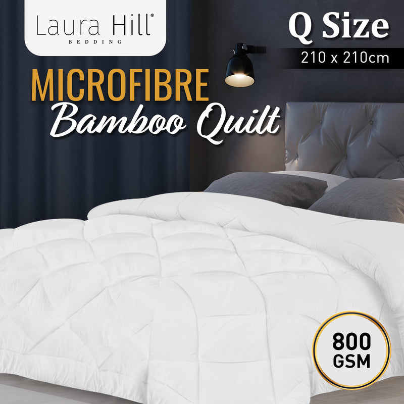 Laura Hill 800GSM Microfibre Bamboo Quilt Comforter Doona - Queen