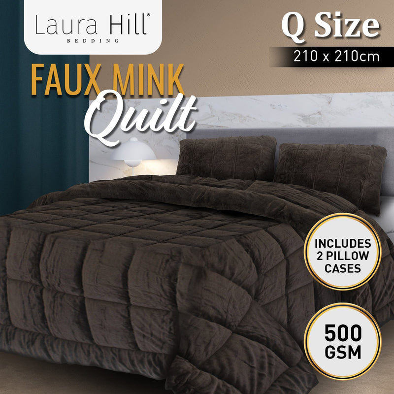 Laura Hill Faux Mink Comforter Quilt Doona Duvet 500gsm - Queen