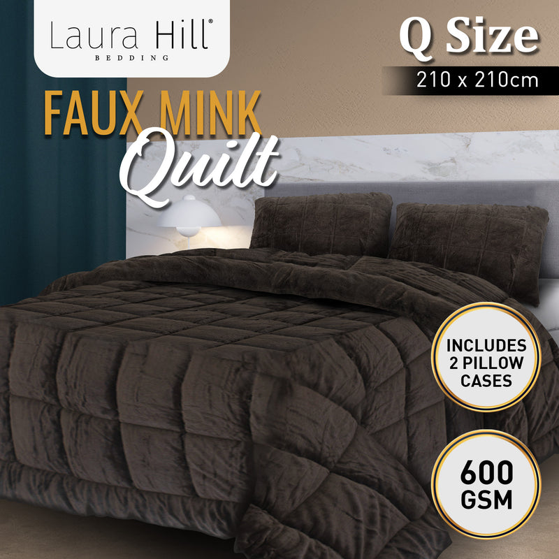 Laura Hill 600GSM Faux Mink Comforter Quilt Duvet Doona - Queen