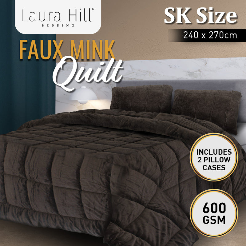 Laura Hill Faux Mink Comforter Quilt Doona Duvet 600GSM - Super King