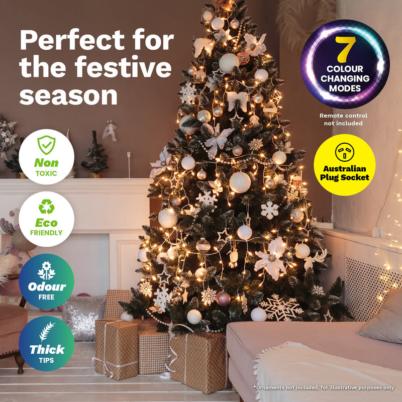 Christmas By Sas 1.5m Fibre Optic/LED Christmas Tree 165 Tips Multicolour Star & Ornaments