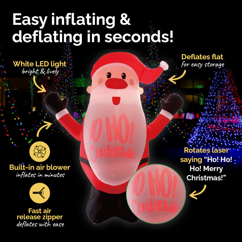 Christmas By Sas 1.8m Self Inflatable LED Jolly Santa Rotating Lights