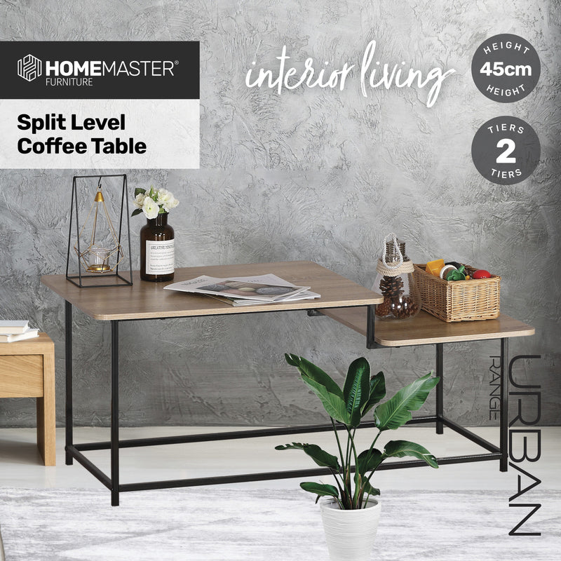 Home Master Coffee Table 2 Tier Split Level Stylish Modern Design 1.09m