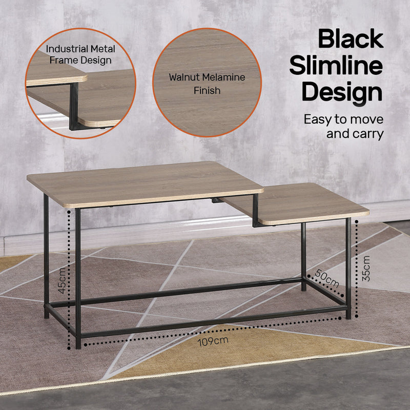 Home Master Coffee Table 2 Tier Split Level Stylish Modern Design 1.09m