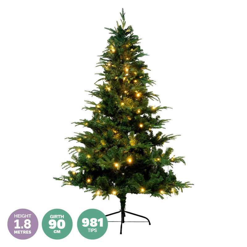 Christmas By Sas 1.8m Pine Tree 300 Warm White LED Lights With 8 Functions