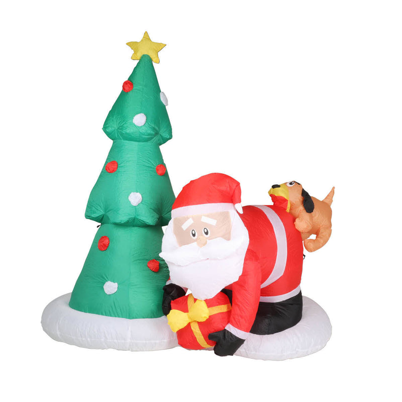 Christmas By Sas 2m Santa Puppy & Tree Built-In Blower Bright LED Lighting
