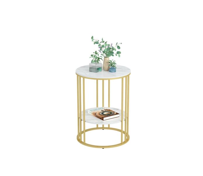 CLEO GOLD ANTIQUE TWO SHELF STONE TABLE