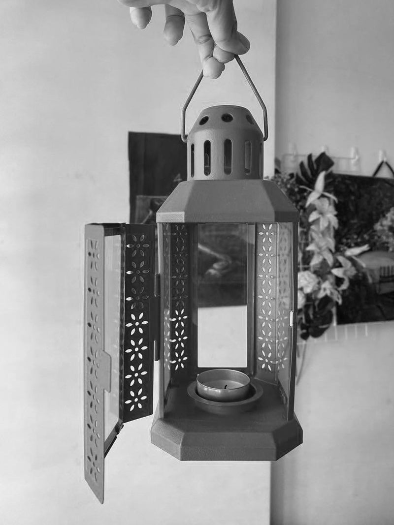 Dark Grey Metal Miners Lantern Summer Wedding Home Party Room Balconey Deck Decoration 21cm Tealight Candle