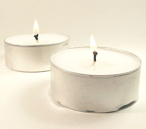 Large Tealight Candles 6cm Wide in silver foil cup 10 in a pack - Party Event Wedding BBQ Dinner Romantic Ambience Decor