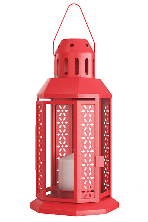Red Metal Miners Lantern Summer Xmas Wedding Home Party Room Balconey Deck Decoration 21cm Tealight Candle