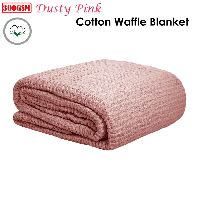 Cotton Waffle Blanket Dusty Pink Single