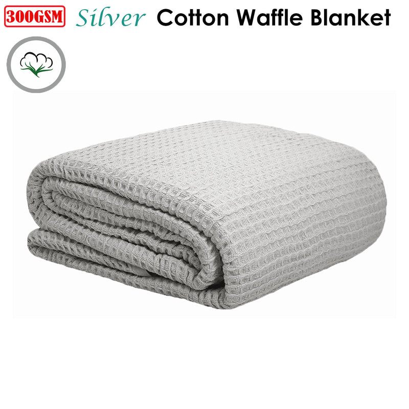 Cotton Waffle Blanket Silver Single