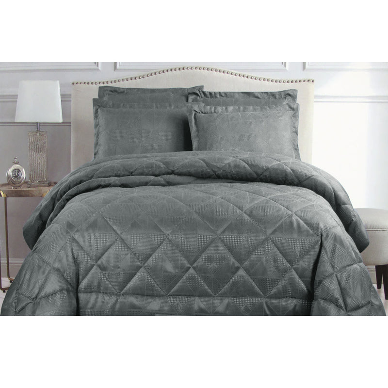 Hotel Living Eli Jacquard Comforter Set Queen Charcoal