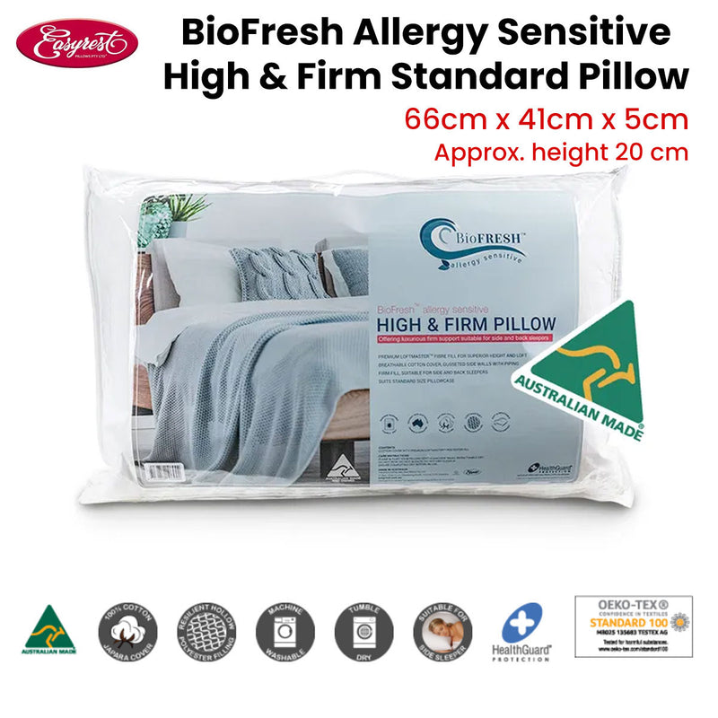 Easyrest BioFresh Allergy Sensitive High &amp; Firm Standard Pillow 66 x 41 x 5cm