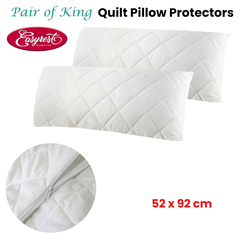 Easyrest Pair of King Quilted Pillow Protectors 52 x 92 cm