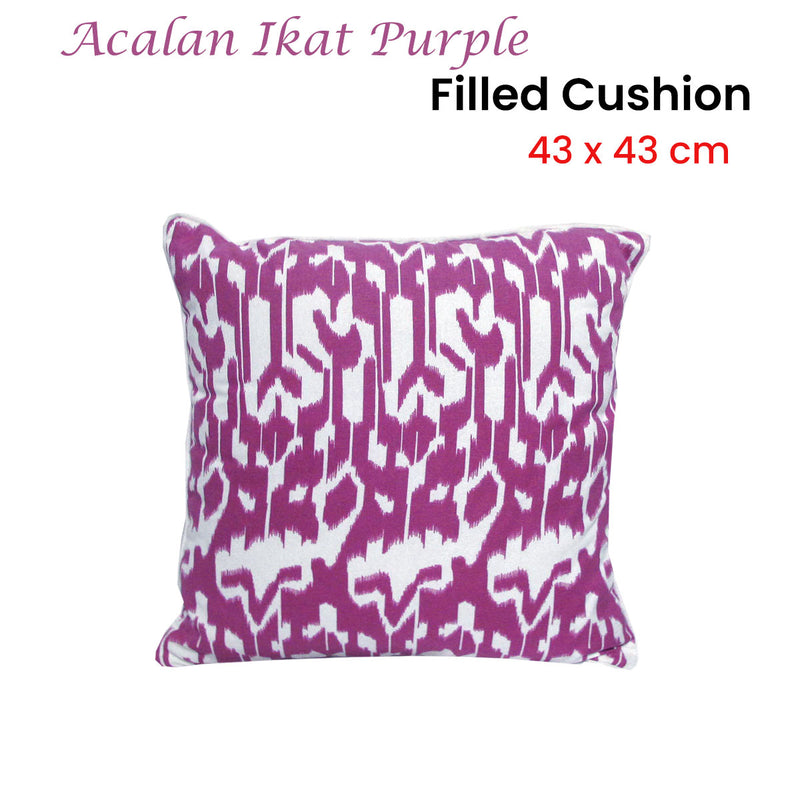 J.Elliot Home Acalan Ikat Purple Filled Cushion