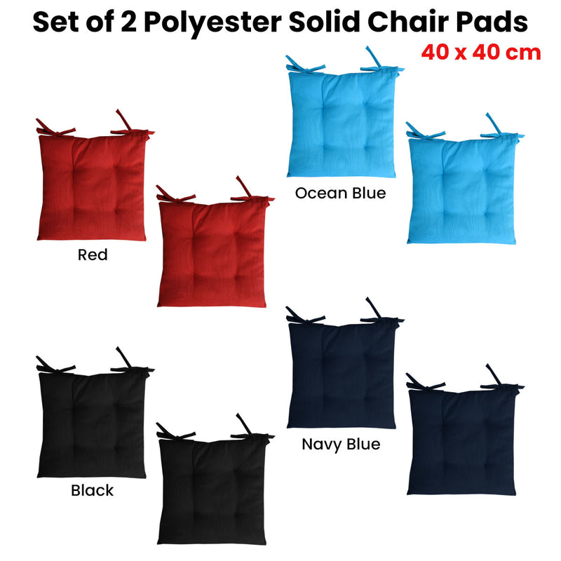 Set of 2 Outdoor Polyester Solid Chair Pads 40 x 40cm Navy Blue