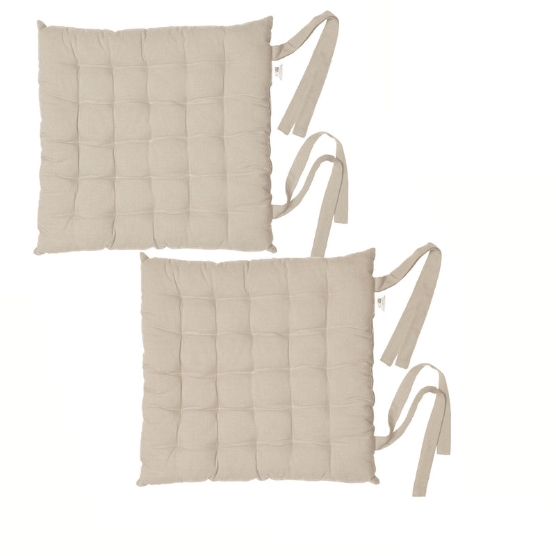 Rans Set of 2 Alfresco Cotton Chair Pads 40x40 cm - Plain Oatmeal