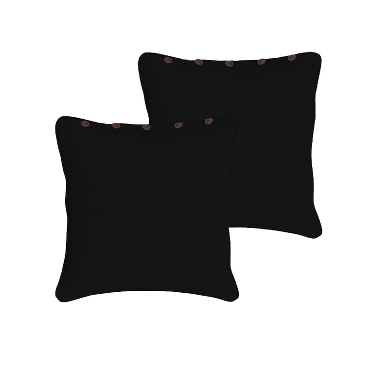 Rans Pair of London Cotton European Pillowcases with Buttons Black