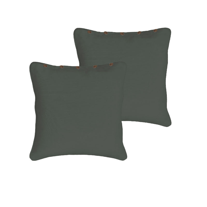 Rans Pair of London Cotton European Pillowcases with Buttons Charcoal