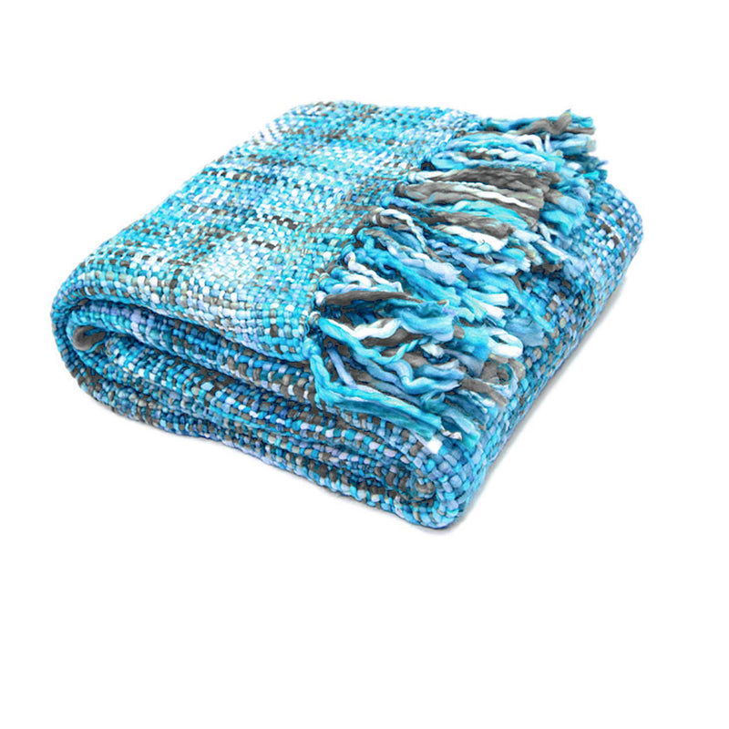 Rans Oslo Knitted Weave Throw 127x152cm - Aqua Marine
