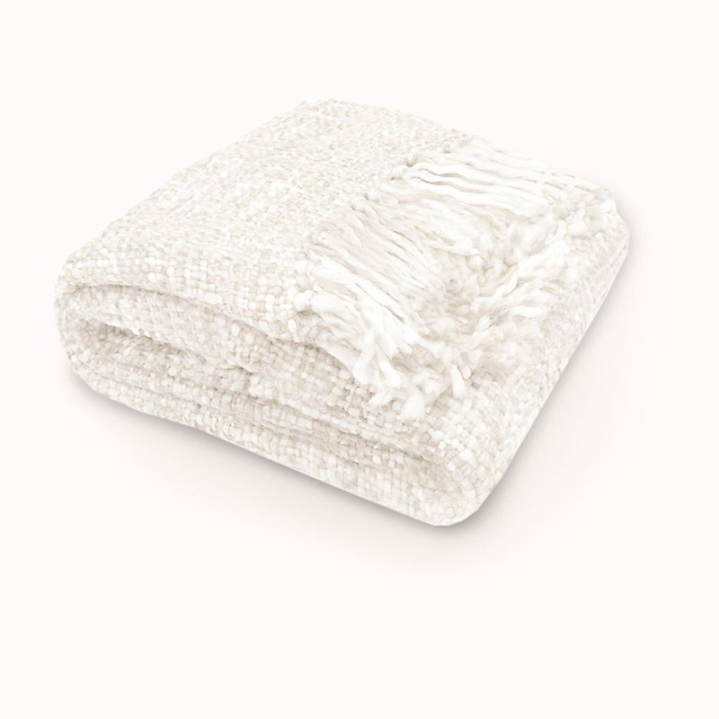 Rans Oslo Knitted Weave Throw 127x152cm - Snow White