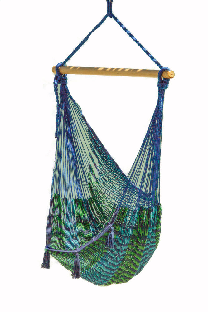 Mayan Legacy Extra Large Outdoor Cotton Mexican Hammock Chair in Caribe Colour Image 1 - v97-hschcaribe