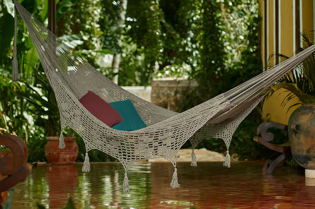 Mayan Legacy King Size Deluxe Outdoor Cotton Mexican Hammock in Dream Sands