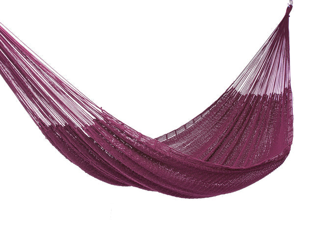 Mayan Legacy King Size Outdoor Cotton Mexican Hammock in Maroon Colour